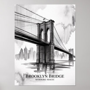 Affiche Pont de Brooklyn Matin Magie Encre