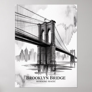 Affiche Pont de Brooklyn Matin Magie Encre