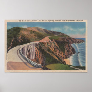 Affiche Pont de crique de moulin sur San Simeon Hwy près