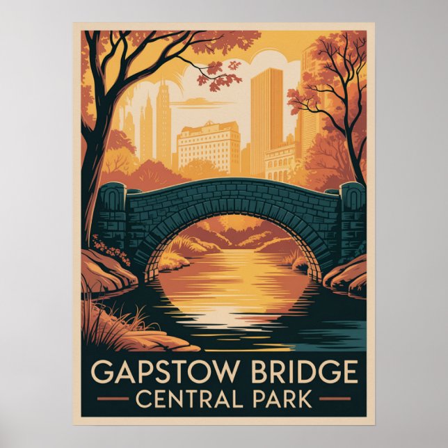 Affiche Pont de Gapstow Central Park Automne (Devant)