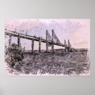 Affiche Pont de Kessock Inverness Aquarelle artistique