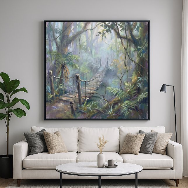 Affiche Pont de la jungle brumeuse - Style de peinture pas (Créateur téléchargé)