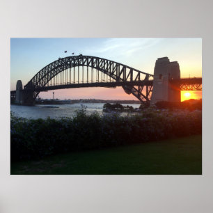 Affiche pont de l'anse de Sydney au coucher du soleil