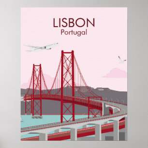 Affiche Pont de Lisbonne en style vintage