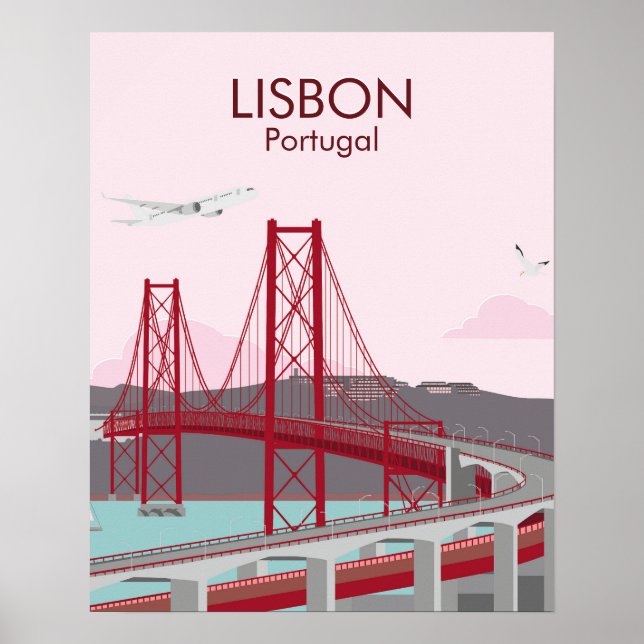 Affiche Pont de Lisbonne en style vintage (Devant)