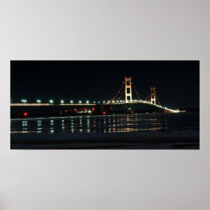 Affiche Pont de Mackinac la nuit