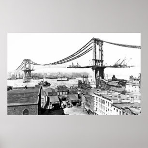 Affiche Pont de Manhattan de bâtiment