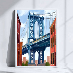 Affiche Pont de Manhattan New York City Peinture