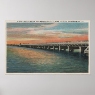 Affiche Pont de millions de dollars au-dessus de la rivièr