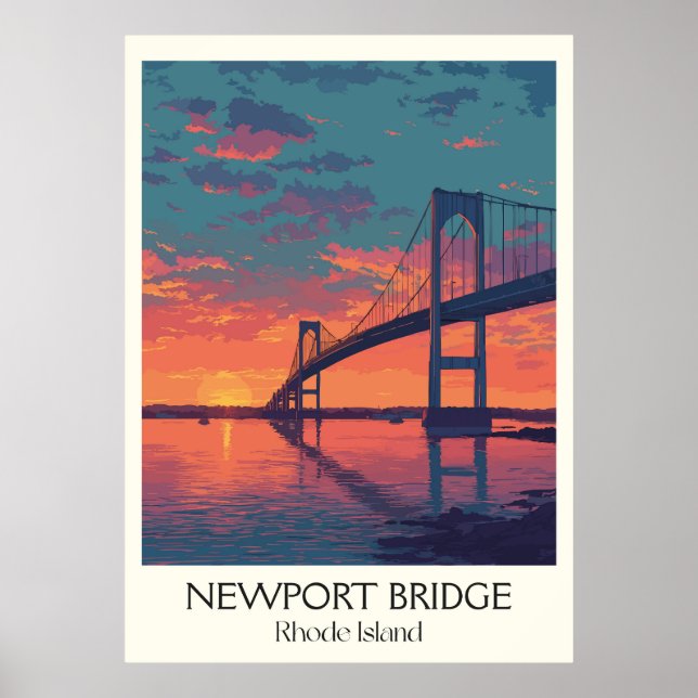 Affiche Pont de Newport Rhode Island Coucher de soleil (Devant)