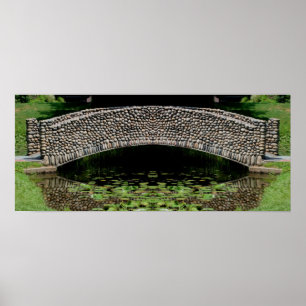 Affiche Pont de pierre Lilypads Nature Miroir Abstrait