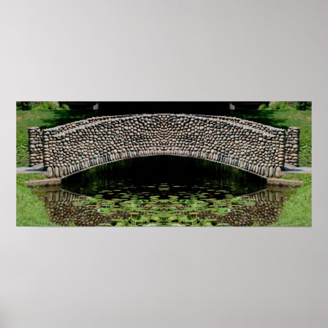 Affiche Pont de pierre Lilypads Nature Miroir Abstrait (Devant)
