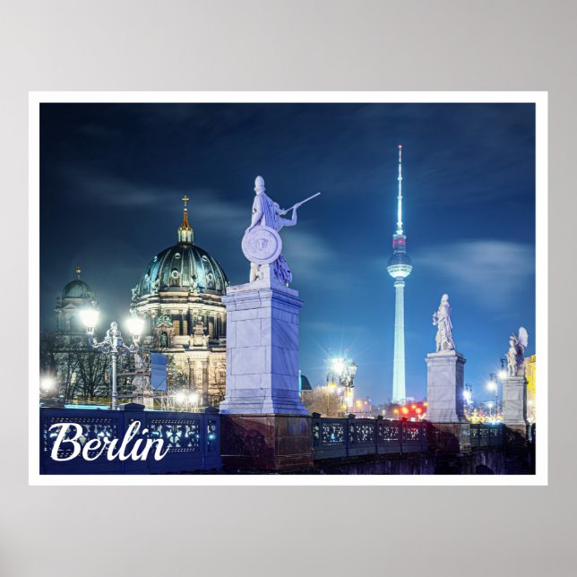 Affiche Pont de pierre près de la cathédrale de Berlin en  (Devant)