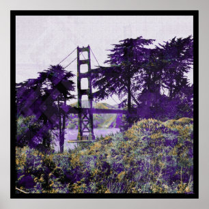 Affiche Pont de soleil magique violet_saumon