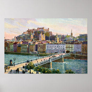 Affiche Pont d'État d'Aquarelle Salzburg 1916