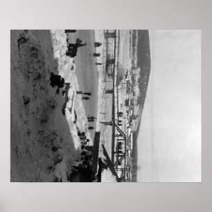 Affiche Pont d'hiver au-dessus de la rivière à Fairbanks