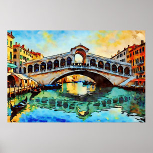 Affiche Pont du Rialto aquarelle
