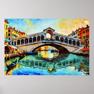 Affiche Pont du Rialto aquarelle