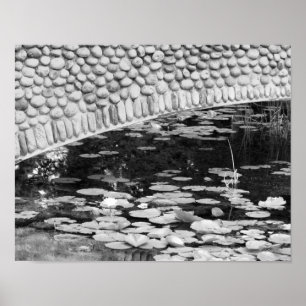 Affiche Pont en pierre Lily Pond noir blanc imprimé