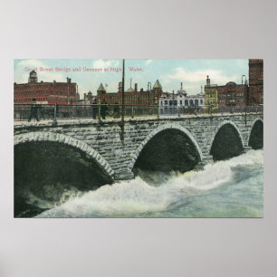 Affiche Pont et Genesee en rue de cour aux hautes eaux