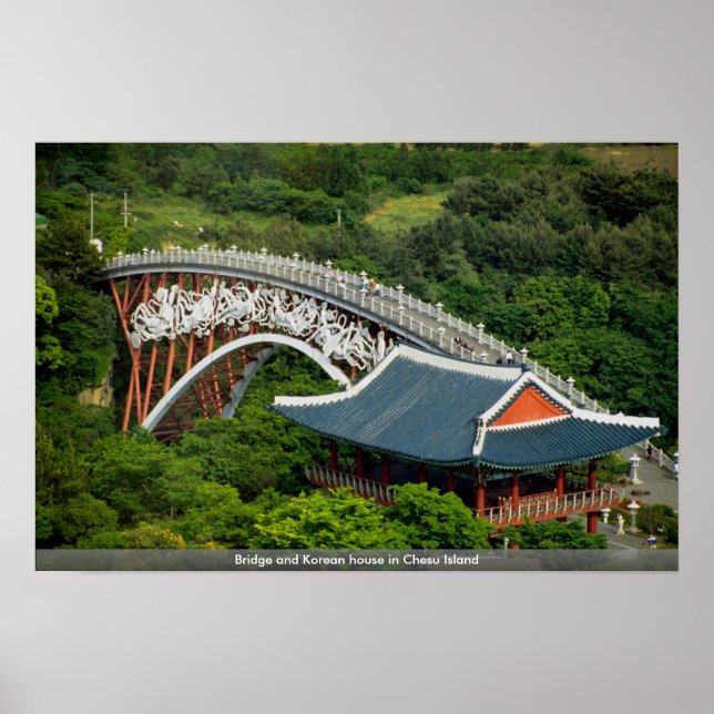 Affiche Pont et maison coréenne à Chesu Island (Devant)