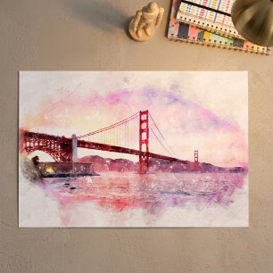 Affiche Pont Golden Gate au coucher du soleil Pastel à San