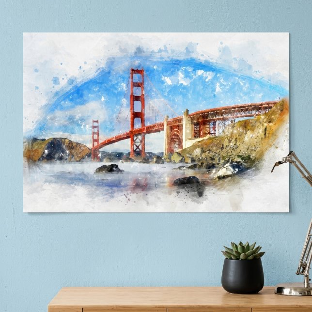 Affiche Pont Golden Gate Pastel à San Francisco (Golden Gate Bridge Pastel in San Francisco. Poster)