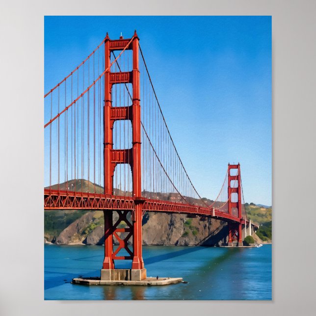 Affiche Pont Golden Gate San Francisco Aquarelle (Devant)