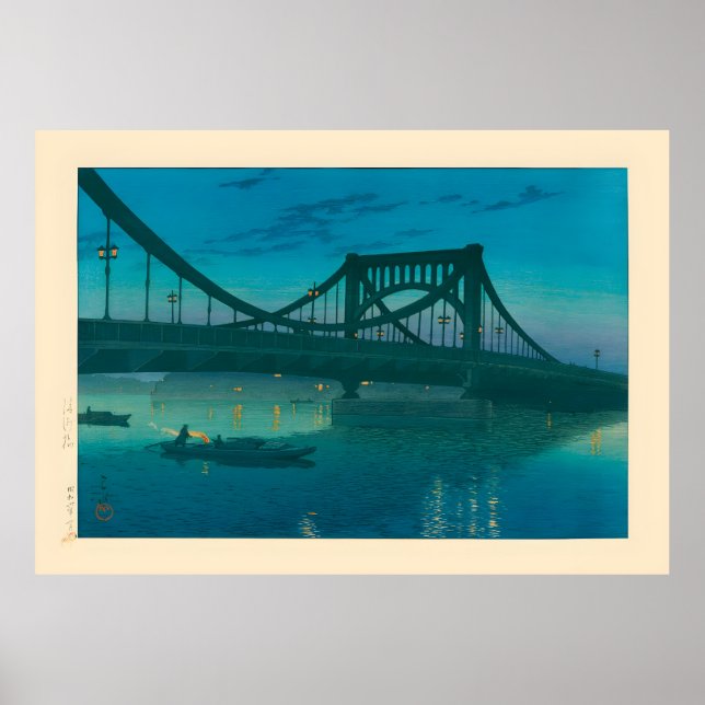 Affiche Pont Kiyosu par Kawase Hasui (Devant)