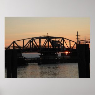 Affiche Pont-levis d'oscillation au coucher du soleil