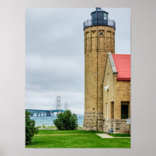 Affiche Pont Mackinac et phare