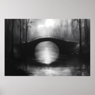 Affiche Pont Mystérieux sur des Eaux Sérènes – Monochrome