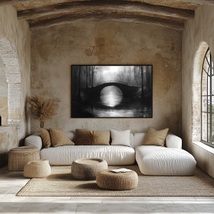 Affiche Pont mystérieux Sur Eaux Sérénissimes - Monochrome