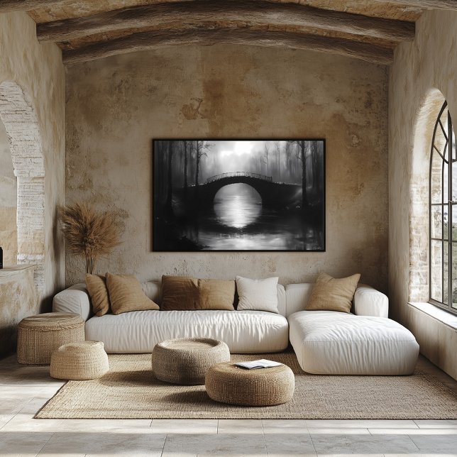 Affiche Pont mystérieux Sur Eaux Sérénissimes - Monochrome (Créateur téléchargé)