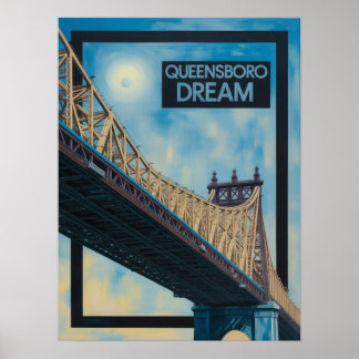 Affiche Pont Queensboro Queens Vue cantilever doré