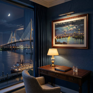 Affiche Pont Rétro Talmadge de Nuit Savannah GA