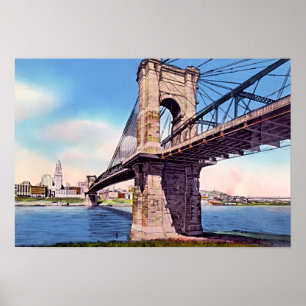 Affiche Pont suspendu de Cincinnati Ohio Roebling