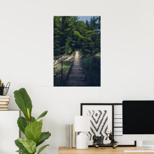 Affiche Pont suspendu simple sur la rivière Idrijca, Slove