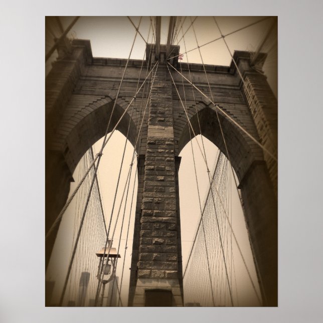 Affiche Pont vintage Sepia Brooklyn (Devant)