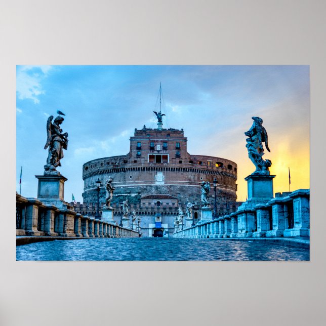 Affiche Ponte Sant'Angelo à l'aube - Rome Italie (Devant)