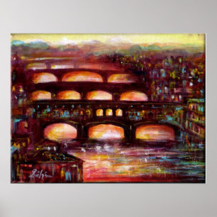 Affiche Ponte Vecchio et autres ponts de Florence