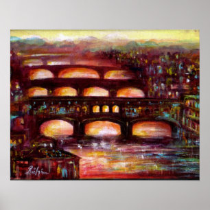 Affiche Ponte Vecchio et autres ponts de Florence