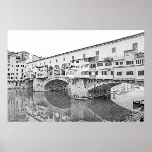 Affiche Ponte Vecchio noir et blanc (Devant)
