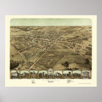 Pontiac, MI Carte panoramique - 1867