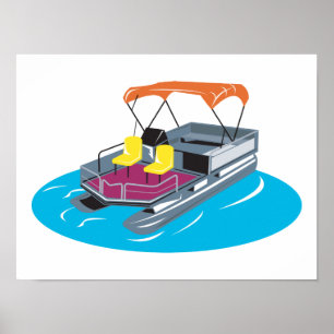 Affiche Pontoon Boat Retro