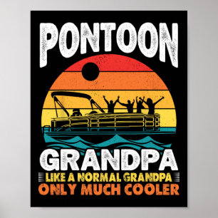 Affiche Pontoon Grand-père Capitaine Retro Funny Boyer Pèr