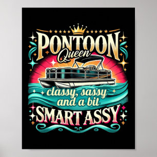 Affiche Pontoon Queen Femmes Pontoon Bateau Capitaine Bate