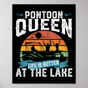 Affiche Pontoon Queen Funny Bateau Lac Pontooning Femmes