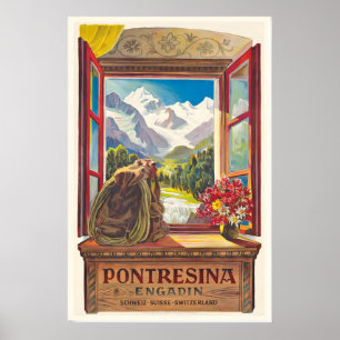 Affiche Pontresina Engadin Schweiz Suisse Suisse