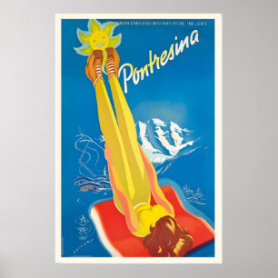 Affiche Pontresina Engadin Schweiz Suisse Switzerland